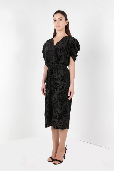 Petite drape dress in black by A-MM-E STUDIO :: BombPetite.com