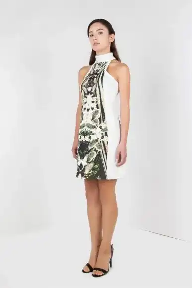 Petite Halter neck mini dress in Caribbean Green by Petriiski :: BombPetite.com