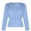 PETITE Wrap Blouse in Light Blue by Bomb Petite :: BombPetite.com