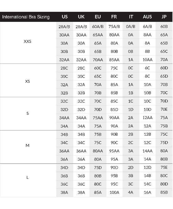 Petite Size Chart Bomb Petite